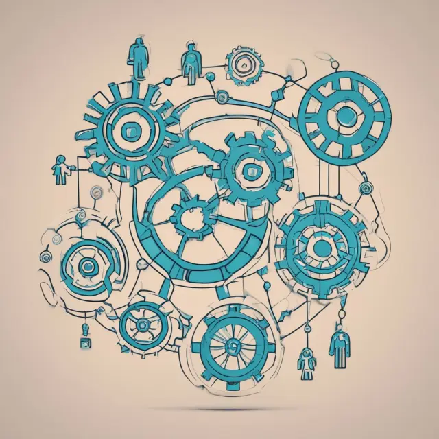 Interconnected gears symbolize multiple employers coming together in a MEWA to provide benefits and cost savings