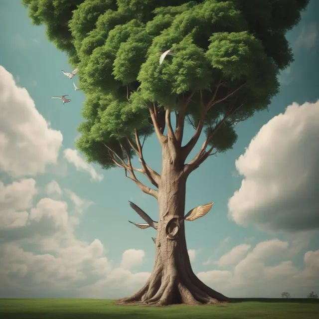 Hybrid bird flying between debt and equity trees, representing Mezzanine Financing