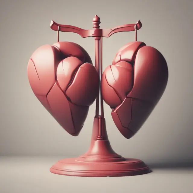 Hearts merging to form a single scale, representing married filing jointly tax liability