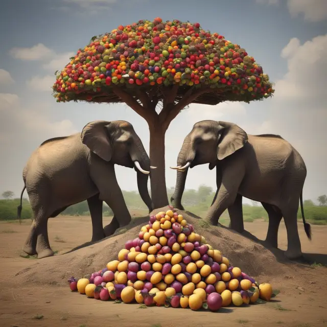 Two elephants evenly dividing community property fruits, illustrating married filing separately in community property states