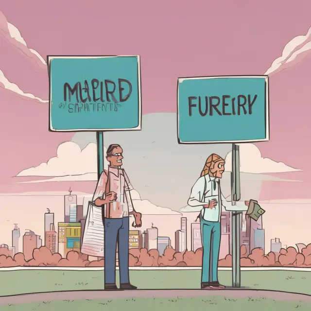 A married couple pondering their tax filing status at a crossroads, considering Married Filing Separately.