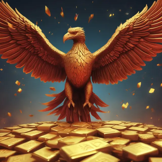 A phoenix emerging from FRSAs and gold bars, representing MIBOR