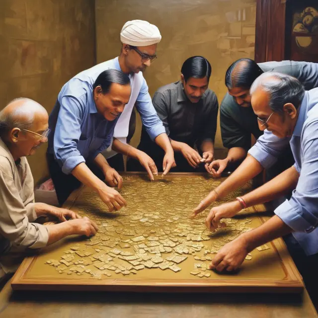 Banks collaborating to create MIBOR with puzzle pieces representing various interbank rates