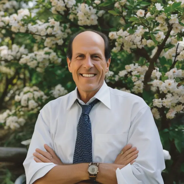 Michael Milken turning junk bonds into a flowering tree, symbolizing growth and opportunities in corporate financing