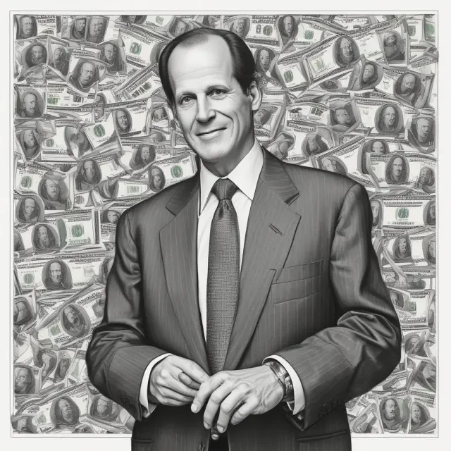 Michael Milken depicted as a conductor, leading the orchestra of the Milken Family Foundation and Institute in creating positive change.