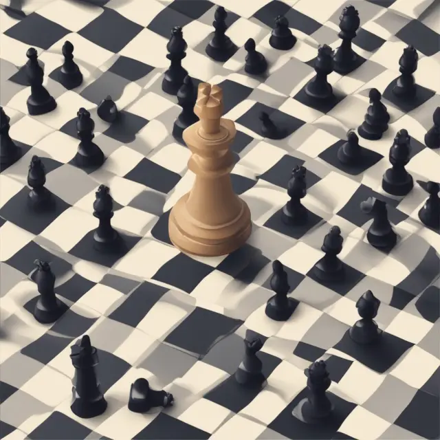 A micromanager, represented as a chess piece, closely controls a chessboard filled with employee pieces