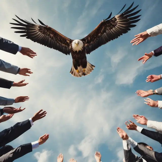 An micromanager morphs into an eagle, gaining a bird