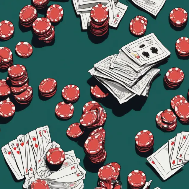 Microcap gambling scene: Chips symbolize potential stocks, underscoring risk and potential reward. Research stack in foreground.