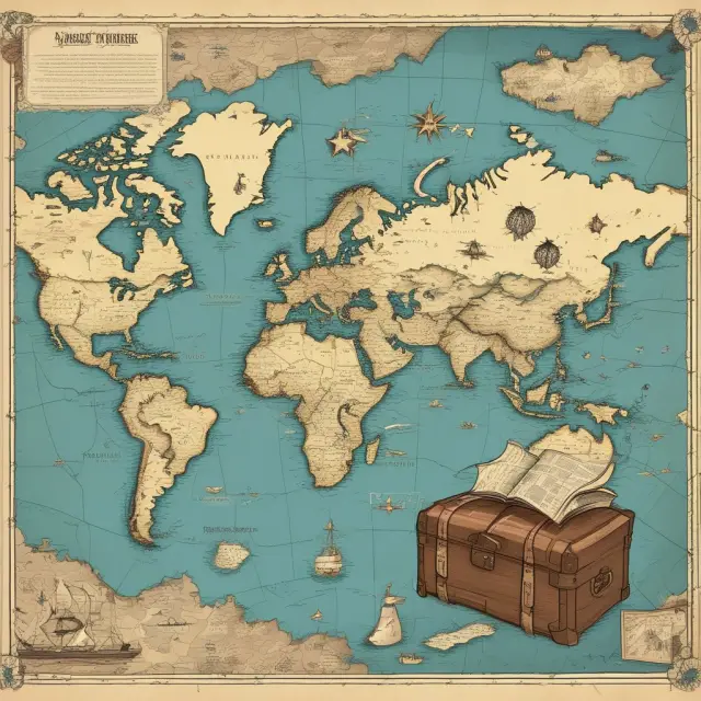 A treasure map in a stormy sea, filled with microcap companies waiting to be discovered for potential high returns