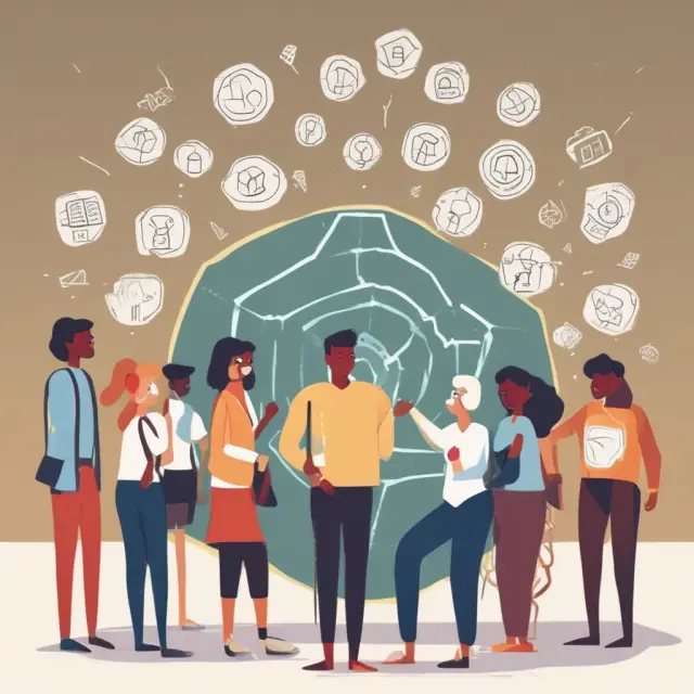 A group of individuals forming a ROSCA, representing a collective fund that protects microcredit borrowers from financial instability and risk.