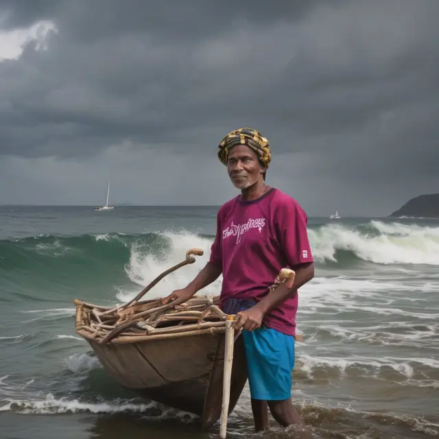 An entrepreneur bravely navigating the choppy waters of business, guided by the calming presence of microfinance in hand