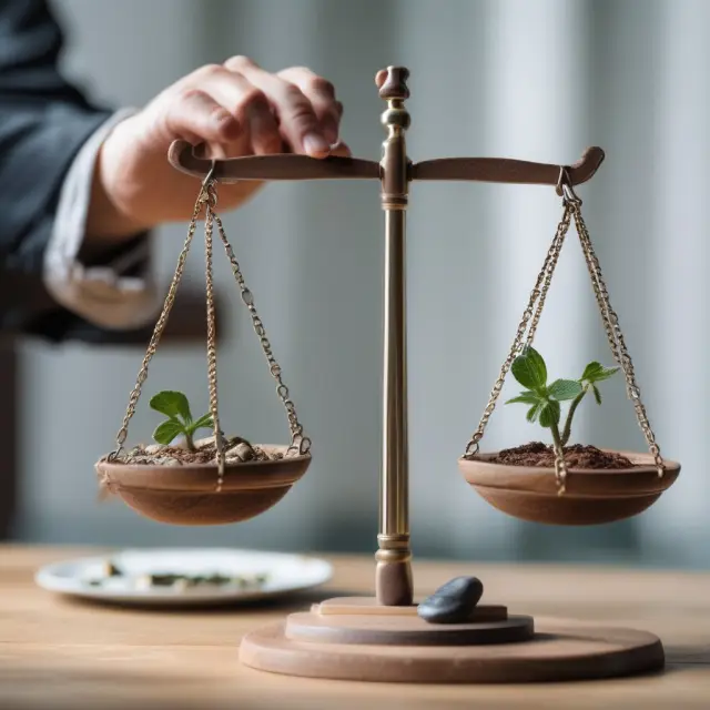 An investor weighing various features of micro-investing platforms on a balance to find the best fit