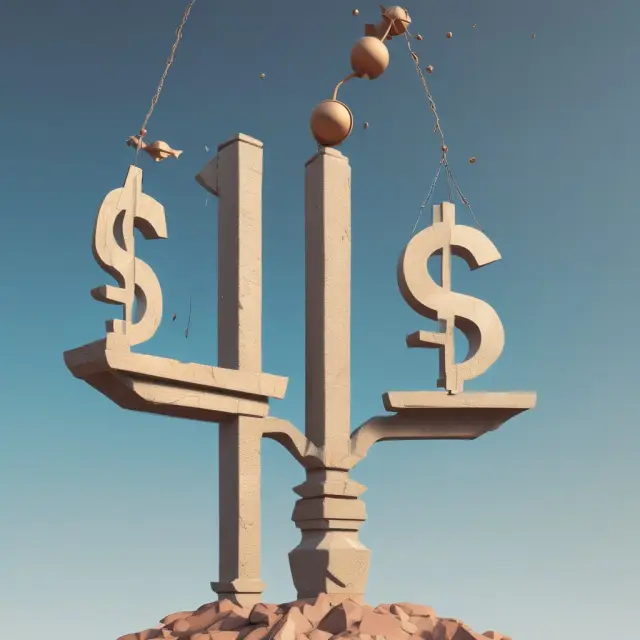 Mid-cap scale weighing dollar signs representing various companies