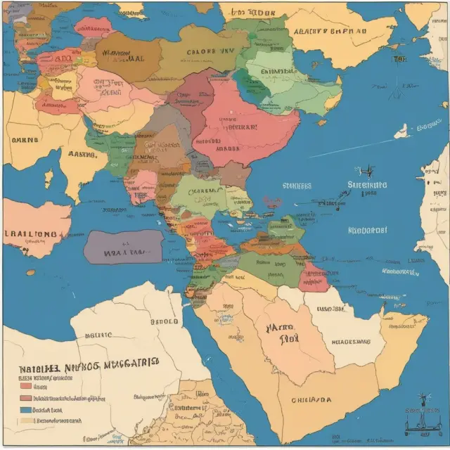 A turbulent sky filled with clouds symbolizing geopolitical conflicts raging over the MENA region