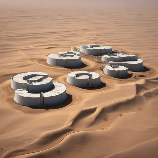 Imagery of desert oil barrels metamorphosing into lush, productive oases signifying the transformation and potential of the MENA region