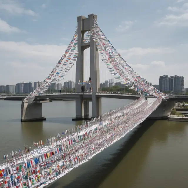 Bridge formed by Upper Middle Income Country (UMIC) flags representing unity as they come together to address corruption, governance, and development challenges