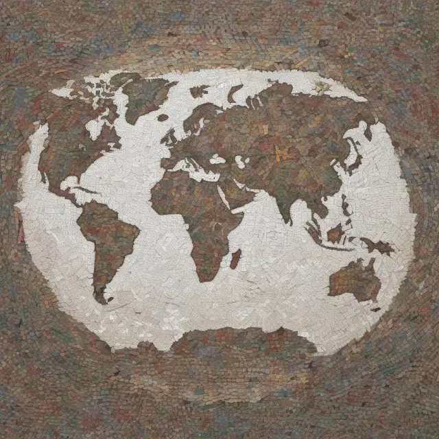 An intricate mosaic tapestry showcasing various middle-income countries, symbolizing their diverse yet interconnected roles in global economic growth.