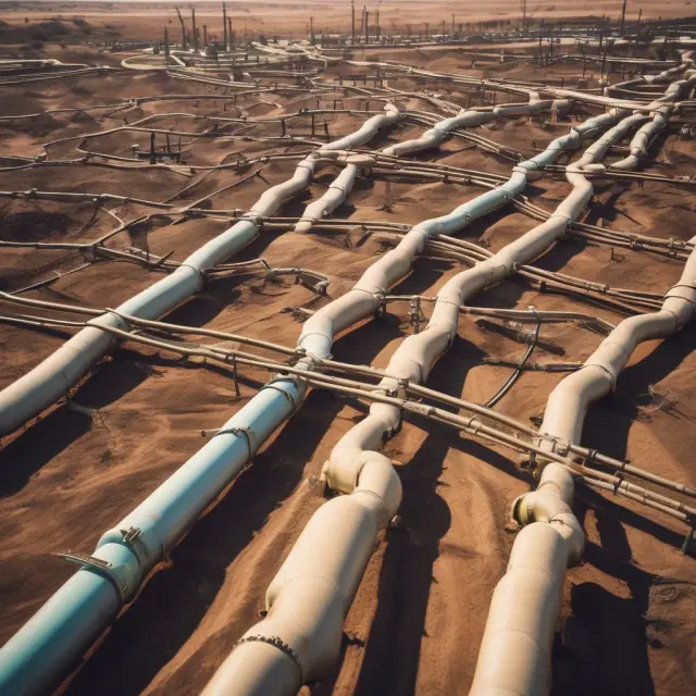 Midstream pipeline network connecting oil fields to refineries