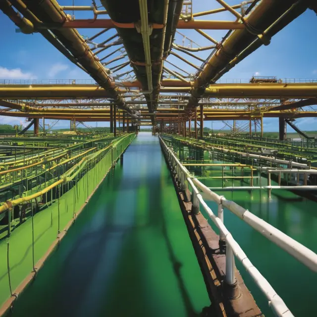 An elegant bridge connecting traditional midstream activities with renewable energy and digital technologies, symbolizing industry transformation.