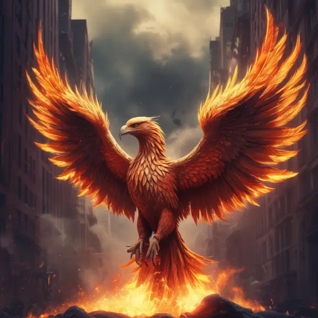 Phoenix rising from a chaotic financial market scene, representing MiFID
