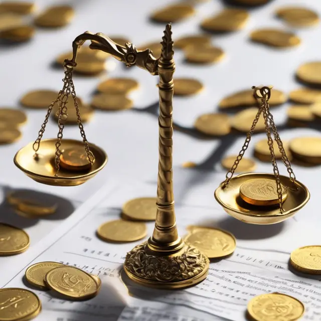 Scale balancing gold coins and legal documents illustrates the equilibrium in setting mill levies