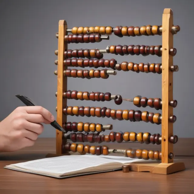 An accountant using an abacus to calculate present value of minimum lease payments for a lease contract, symbolizing the importance of accurately assessing its financial impact