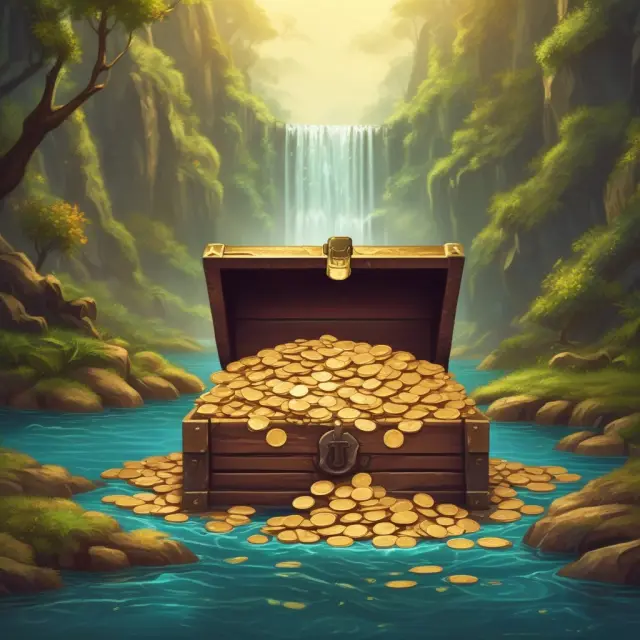 An image of gold coins flowing into a treasure chest, symbolizing accurate financial reporting and minimum lease payments