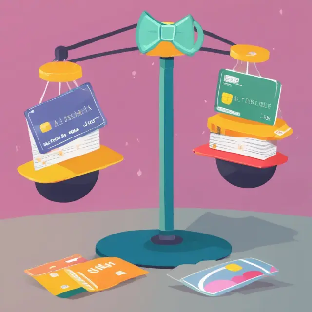 Scales balanced with a revolving credit card symbol on one side and a non-revolving personal loan on the other, illustrating flexible vs. fixed minimum monthly payments
