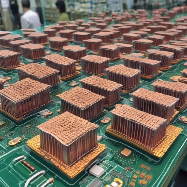 Giant beings sculpting silicon chips from towering mountains illustrate the immense investments required to achieve minimum efficient scale in the semiconductor industry
