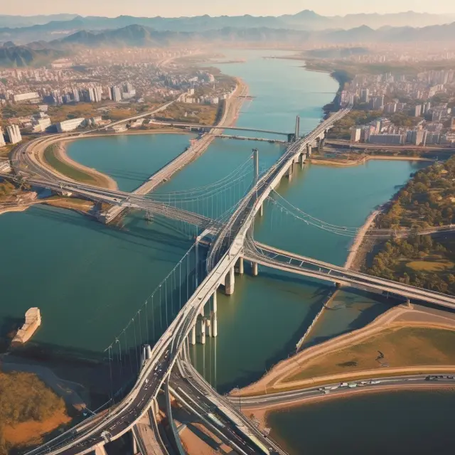 Investors on two continents crossing a bridge, representing cross-border investments and globalization