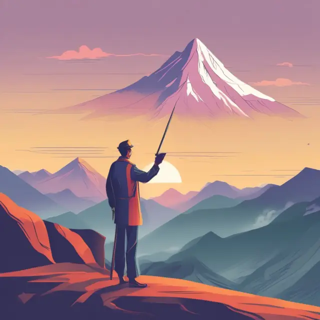 An investor carefully examines a mountainous landscape of various financial metrics. MIRR stands out as the tallest peak, symbolizing its importance in evaluating investment profitability.