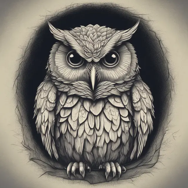 An owl, representing fiduciary duty, concealing structural cracks within its chest—illustrating the idea of misrepresentation by omission.
