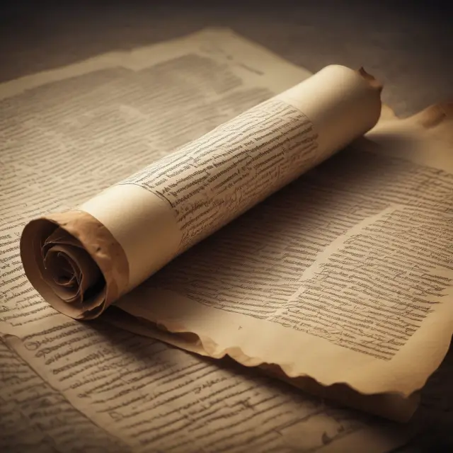Scroll revealing mission statement elements in a historical context