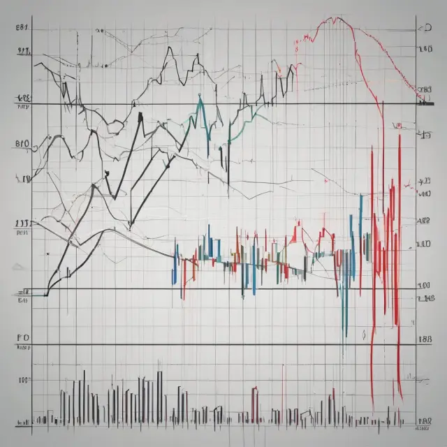 Image of a stock price graph intertwining with graphs of various economic indicators, illustrating how Multiple Linear Regression helps analyze their relationship in finance
