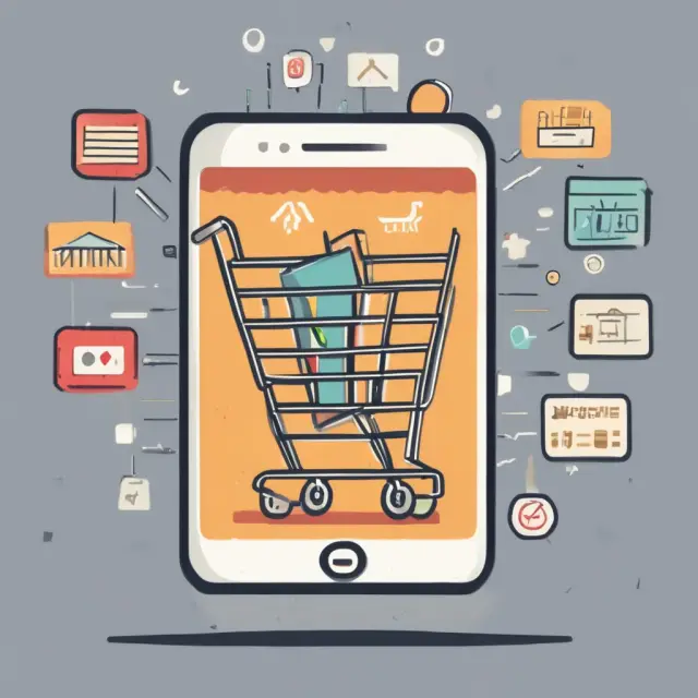A smartphone displaying a shopping cart, representing the convenience of mobile commerce for both retailers and consumers