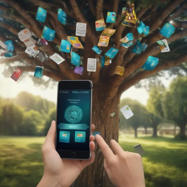 NFC phone communicating with payment card tree for secure transactions