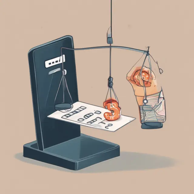Scale comparing digital wallet (hand with open palm holding a laptop) and mobile wallet (hand with smartphone), emphasizing online vs contactless transactions.