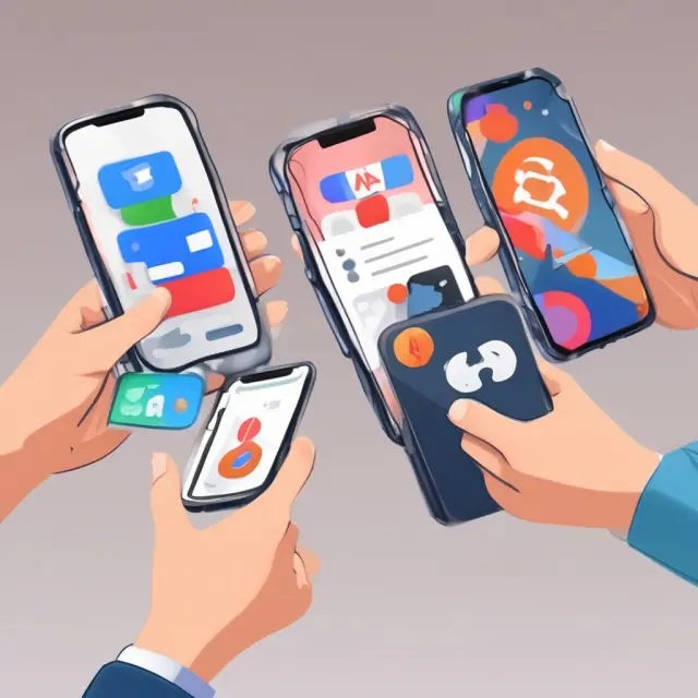Apple Wallet, Google Wallet, and Samsung Wallet icons represented as dancers with their respective compatible devices