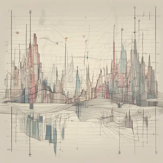 Lighthouse illuminating various data points, representing financial datasets. The most frequent value (mode) is symbolized by a beacon guiding investors towards valuable insights.