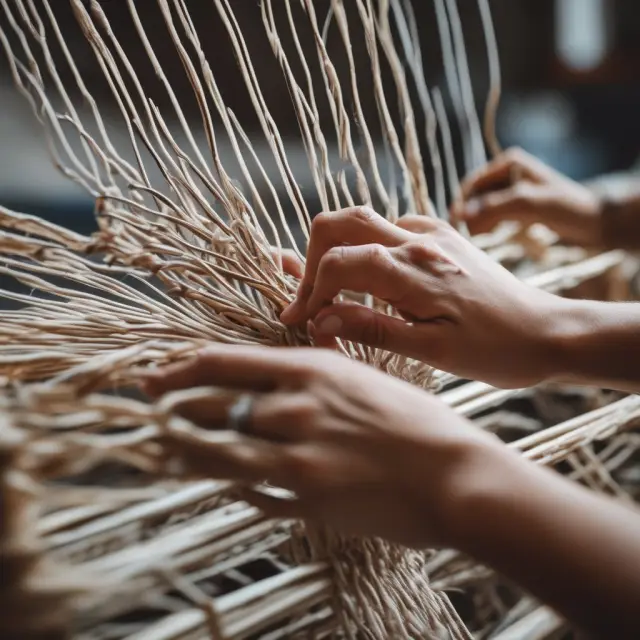 Hands crafting an intricately balanced portfolio by intertwining various asset strands, illustrating Modern Portfolio Theory