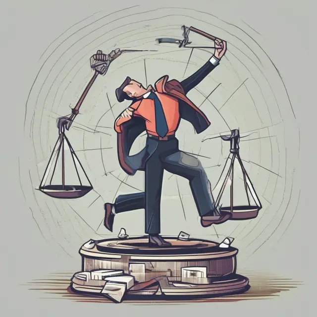 A couple dancing gracefully on a seesaw, symbolizing the balance between risk and reward in Modern Portfolio Theory. Tax documents at their side illustrate the importance of tax considerations.