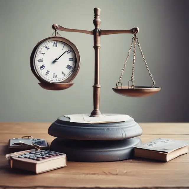 Scales balancing, symbolizing financial stability. One side represents cash basis accounting, while the other represents modified accrual accounting as it tips towards balance.