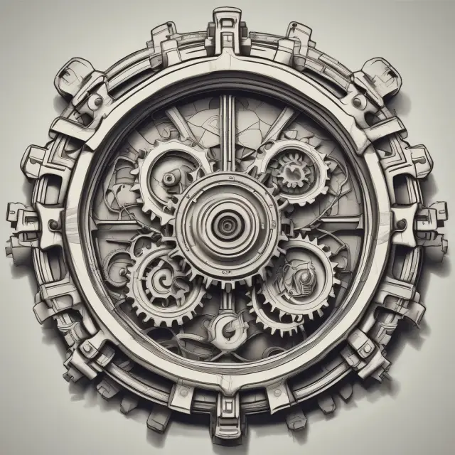 An outdated cash-basis cogwheel transitioning into a complex, interconnected gear system representing full accrual accounting