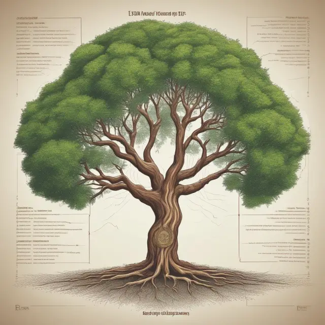 A tree laden with golden apples symbolizing wealth, its branches reaching toward the heavens without the entanglements of probate