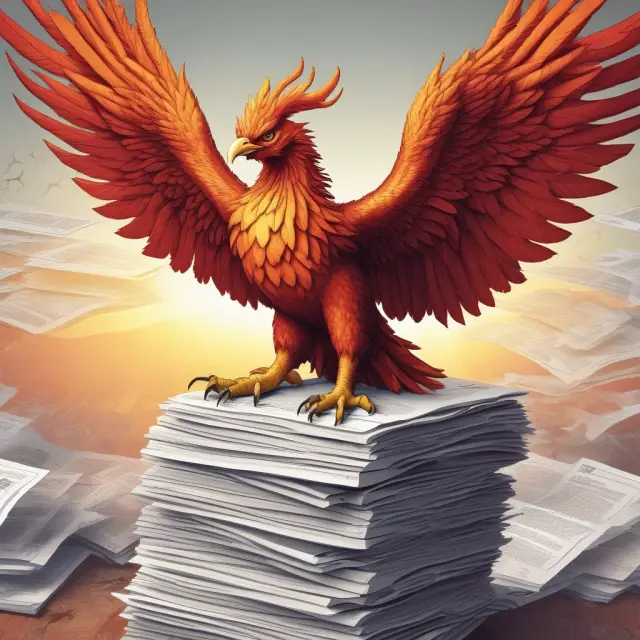 An image of a mythical Phoenix bird emerging from financial documents and statements, representing the process of converting Modified Endowment Contracts (MEC) into valuable investment opportunities.