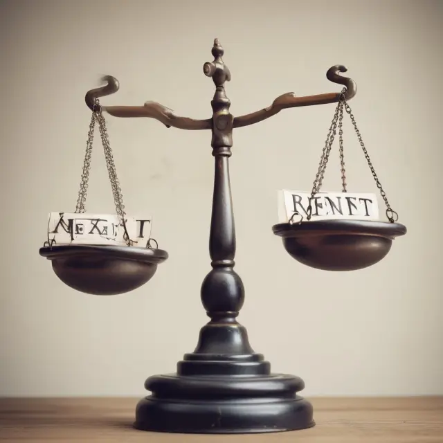 Image depicts a balancing scale with rent checks symbolizing advantages (pros) and challenges (cons) of a modified gross lease agreement for landlords