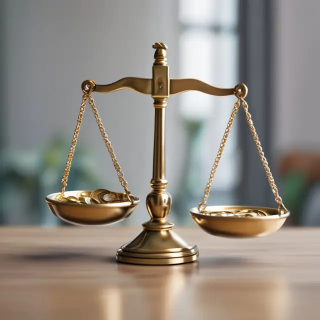 Scale with gold and silver coins: A visual representation of a balanced modified gross lease agreement in commercial real estate.