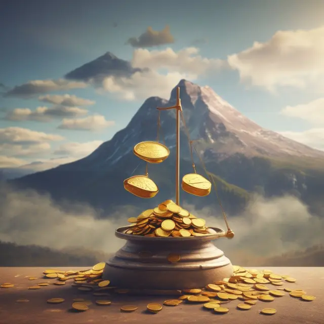 Gold coins atop a balance, representing accurate investment performance (GIPS compliance)