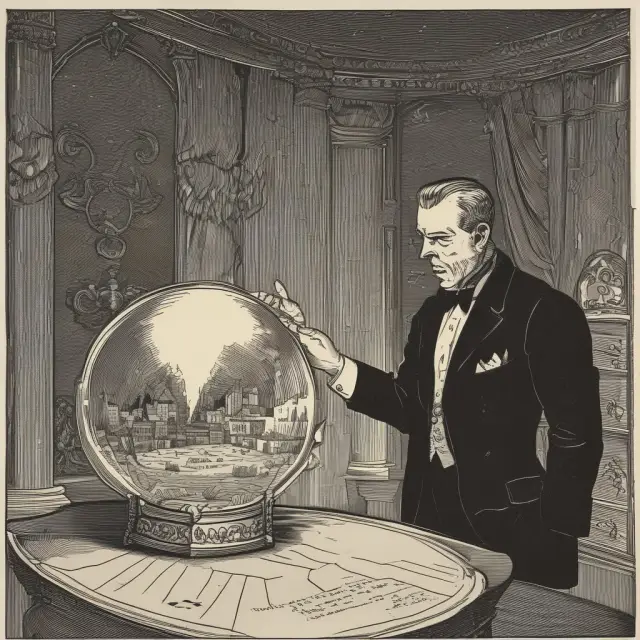 A bond resting near a crystal ball, as interest rates shift, affecting the bond