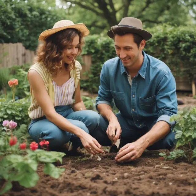Mother and Father tend to a garden filled with unique items, representing the personalized offerings of mom-and-pop stores